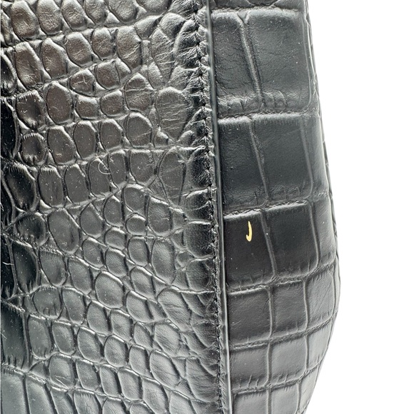 Henri Bendel Black Satchel with Croc-Embossed Leather - Picture 3 of 9